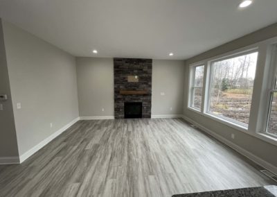 Custom built fireplace and living room