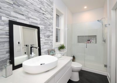 The nearly finished bathroom in this in-law apartment.